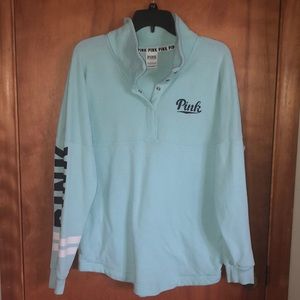 Aqua Blue PINK Sweatshirt Buttons In Front